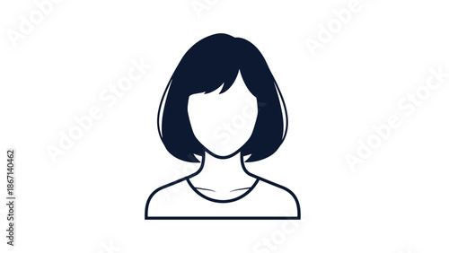 Simple and elegant silhouette outline of a woman with a short bob hairstyle suitable for professional logos and avatar icons.