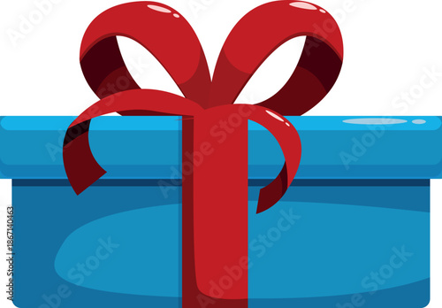Vibrant blue gift box wrapped with a shiny red ribbon represents a thoughtful present for a birthday, holiday, or any special occasion