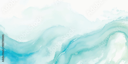 Soft Sweeping Turquoise Alcohol Ink Wave Backdrop for Serene Minimalist Design