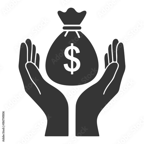 お金を守る両手のシルエットアイコン