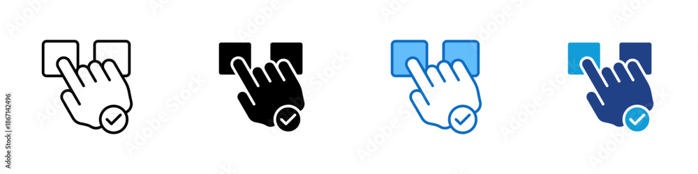 Obraz premium Right Choice Multiple Style Icon Design Vector - Hand selecting the correct option symbolizing accurate decision making