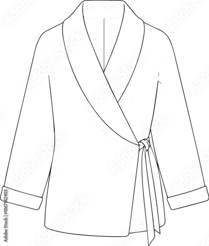 silhouette of clean vector of Zenith Wrap Jacket isolated on white background