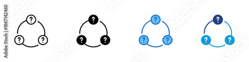 Probability Multiple Style Icon Design Vector - Circular diagram with question marks representing likelihood and outcome estimation