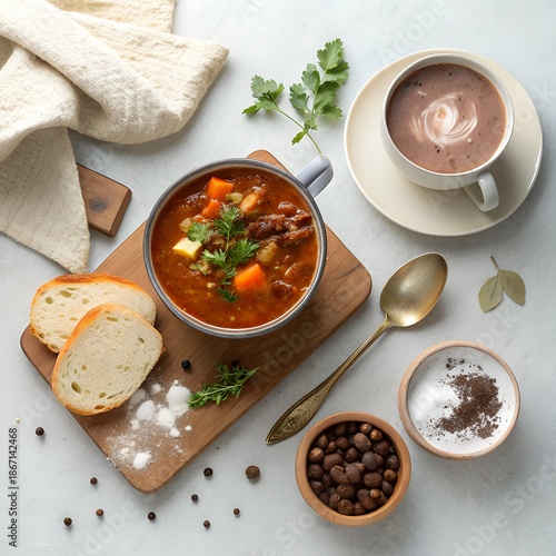vegetable soup with bread