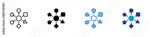 Variety Multiple Style Icon Design Vector - Multiple shapes around a center point representing diversity and options