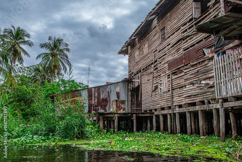 View of the beautiful Damnoel Saduak Market near Bangkok, Thailand