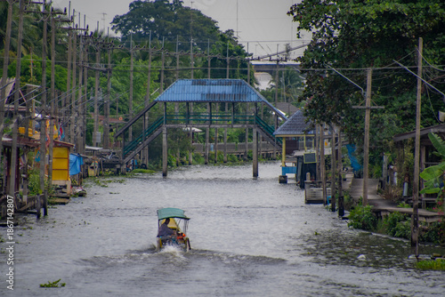 View of the beautiful Damnoel Saduak Market near Bangkok, Thailand