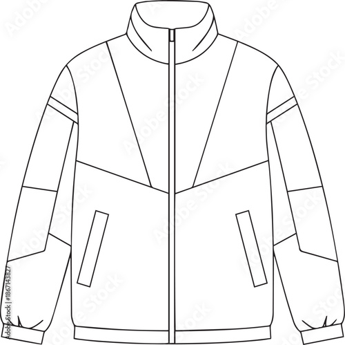 silhouette of clean vector of Echo Panel Jacket isolated on white background