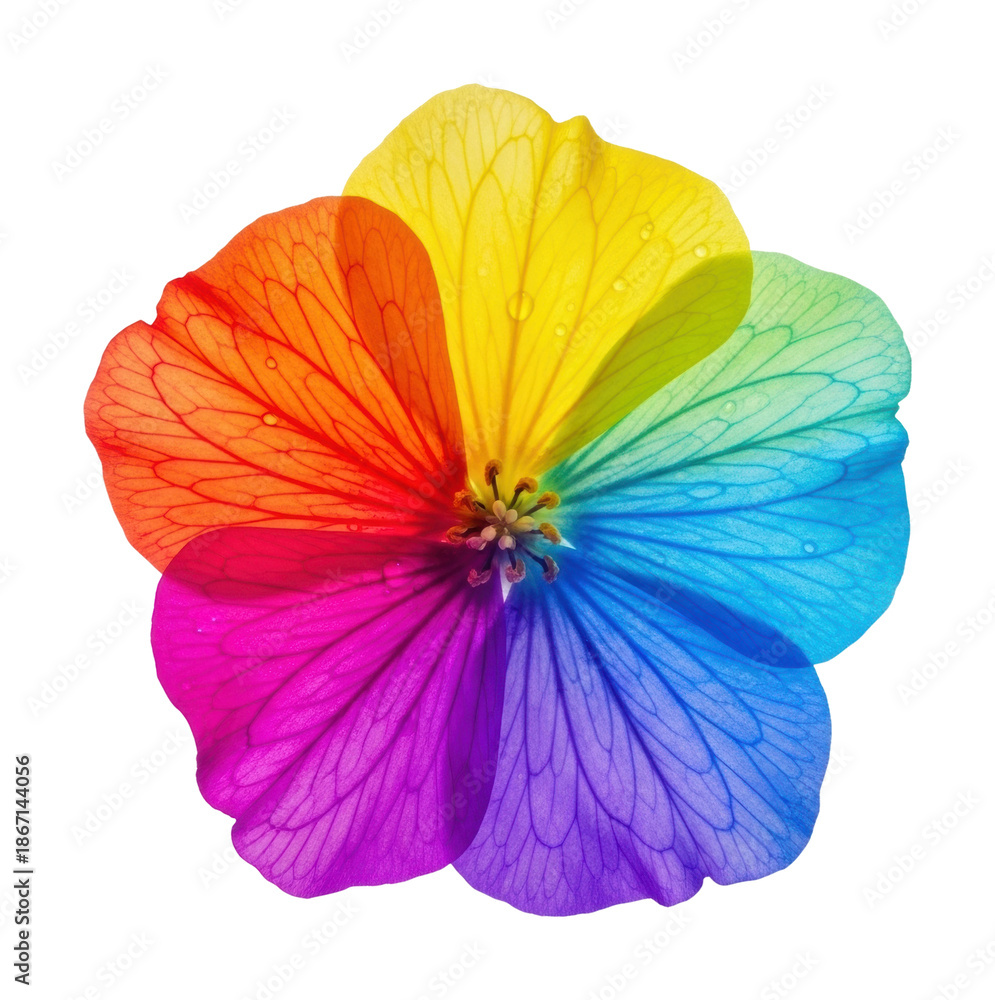 Fototapeta premium Vibrant rainbow flower nature colorful isolated on transparent background
