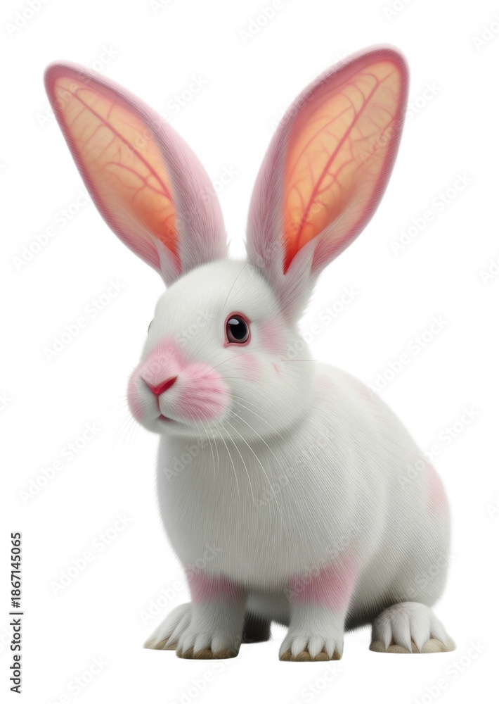 Fototapeta premium Cute white rabbit posing in animal isolated on transparent background