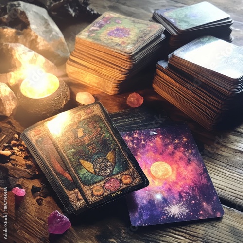 A mystical tarot concept centered on spiritual insight, symbolic cards, and intuitive guidance for understanding destiny and inner wisdom.