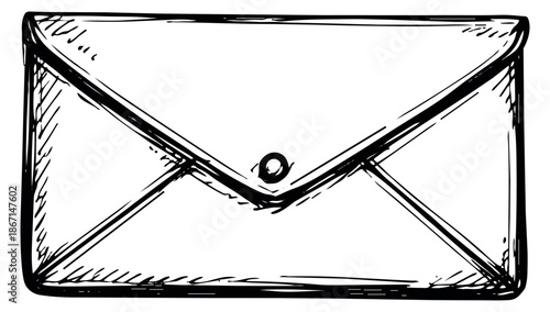 Hand drawn illustration of an envelope depicting a closed mail for communication