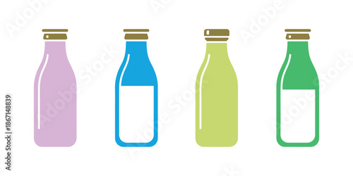 Vector illustration of a milk bottle, showing both empty and full glass packaging for dairy products in a neat outline, perfect for beverage graphics.
