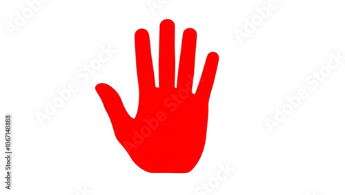 Red hand symbol stop gesture icon representing warning or prohibition isolated on white background for design