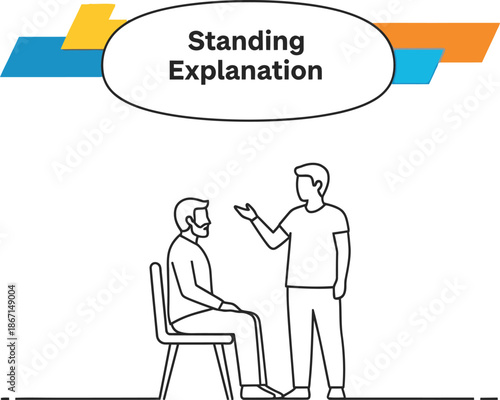 Black outline Vector of one person explaining an idea to another