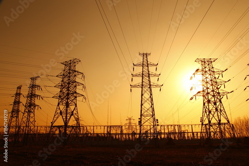 High voltage electric tower line