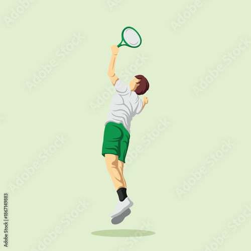 Tennis Player Athlete in Dynamic Pose Vibrant Stylized Vector