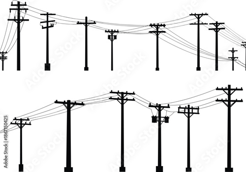 Silhouette, utility poles, power lines, transformers, electricity, energy, infrastructure, grid, insulators, crossarms, urban, design, network, engineering, distribution