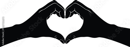 Hands forming heart shape silhouette symbol expressing love care unity romance and emotional connection isolated on white background vector illustration