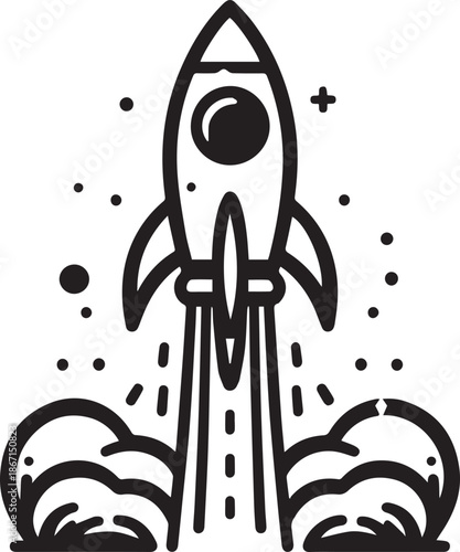 Space Rocket Launch Takeoff Icon for Business Startup