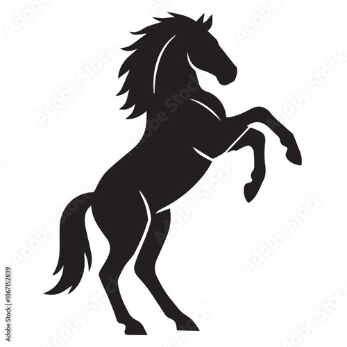 Black and white vector silhouette of a horse