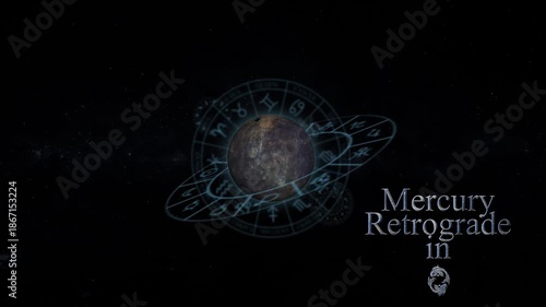 planet mercury retrograde in pisces 3d rendering loop animation
