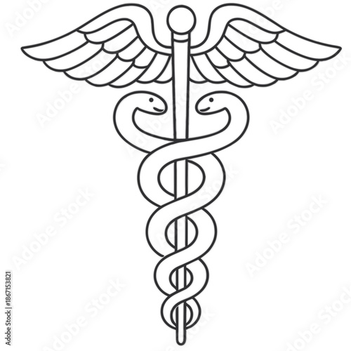 caduceus medical symbol on white