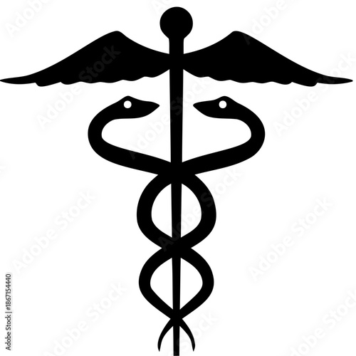 caduceus medical symbol on white background