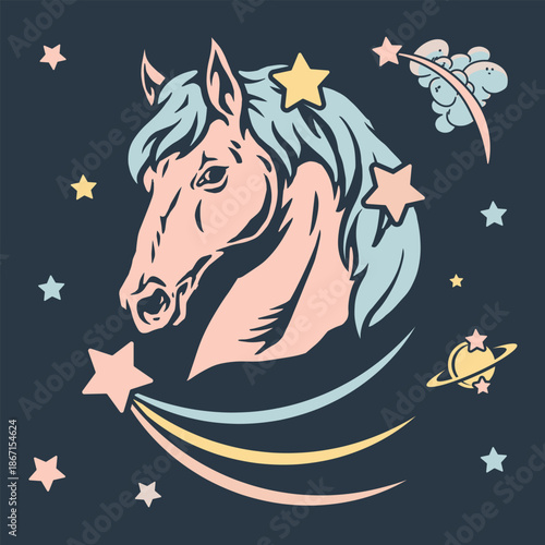 Unicorn art with stars