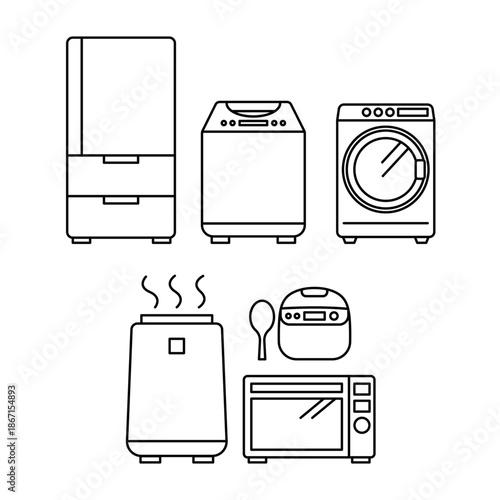 家電製品のピクトグラムアイコンセット