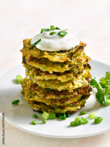 Stack of zucchini fritters
