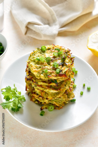 Stack of zucchini fritters