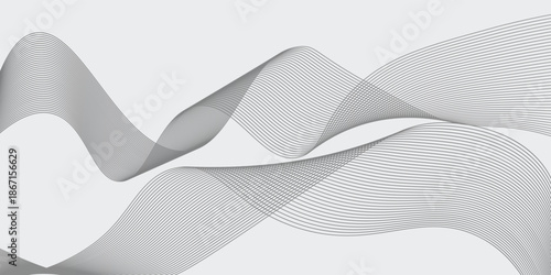 Abstract wave element for design. Digital frequency track equalizer. Stylized line art background. Vector illustration. Wave with lines created using blend tool. smooth gray