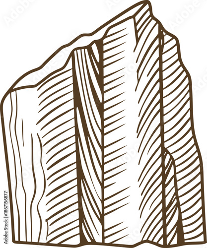 Large rock illustration with textured lines and natural stone formation design