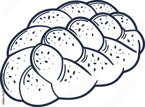 Challah bread illustration braided traditional jewish bread with poppy seeds on top