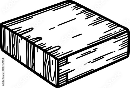 Rectangular wooden block with visible wood grain and dovetail joint details