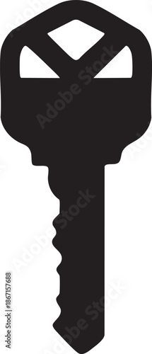 Key Silhouette - Black and white silhouette of key