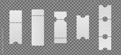 Paper Tickets Templates and Ticket Mockup Set Vector Illustration