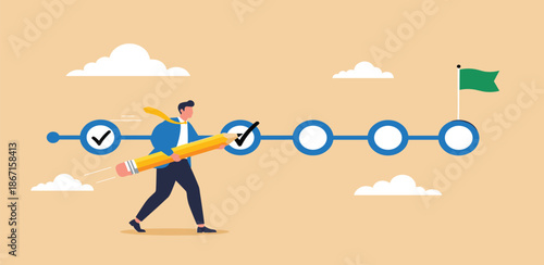 Man Completing Tasks in a Checklist Illustration