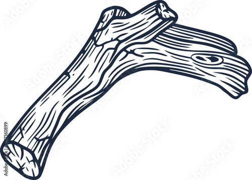 Vintage wooden slingshot illustration with detailed texture and natural grain pattern