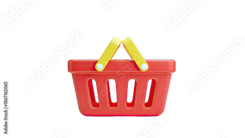 Red Shopping Basket with Yellow Handles
