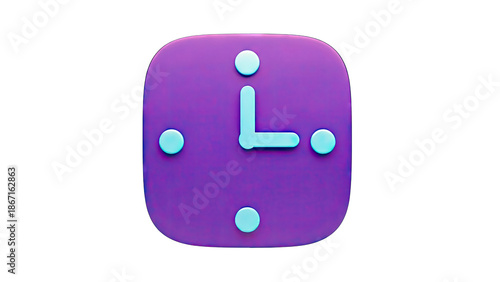 3D Purple Clock Icon with Blue Accents