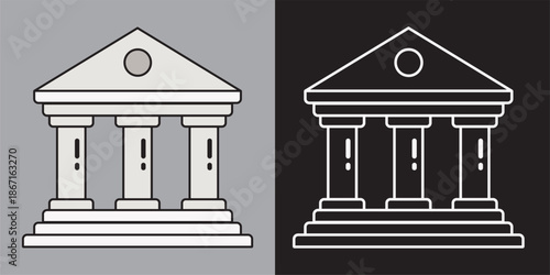 Abstract illustration of a classical building with columns, representing government, finance, or education