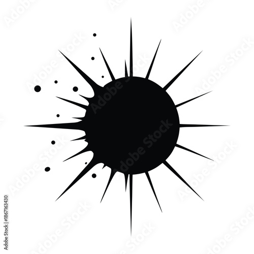 Abstract Burst Explosion Silhouette Representing Impact Energy and Breakthrough