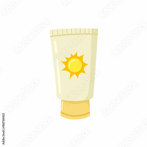 bootle of suncreen with sun logo vector 