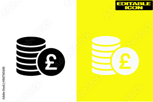 Stacks of british pounds coins Vector