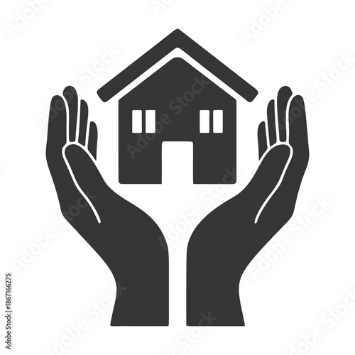 家を守る両手のシルエットアイコン