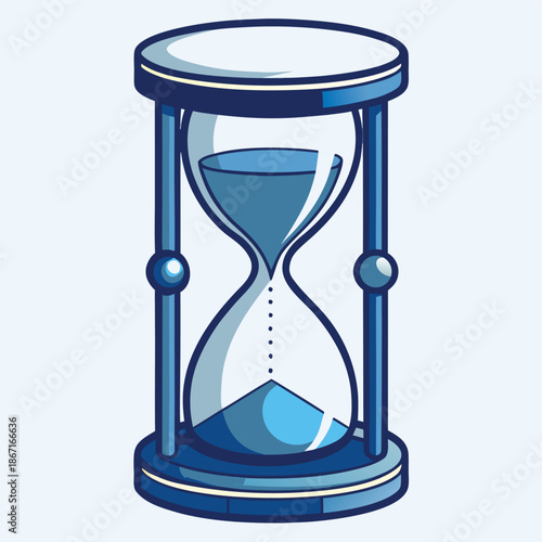 Hourglass Time Concept Illustration with Flowing Sand Vector Design