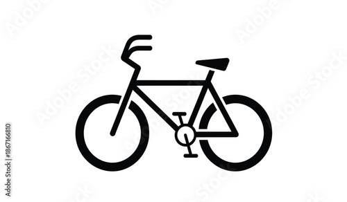 A simple black bicycle icon on a pure for design use