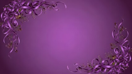 Purple floral border design with gradient background